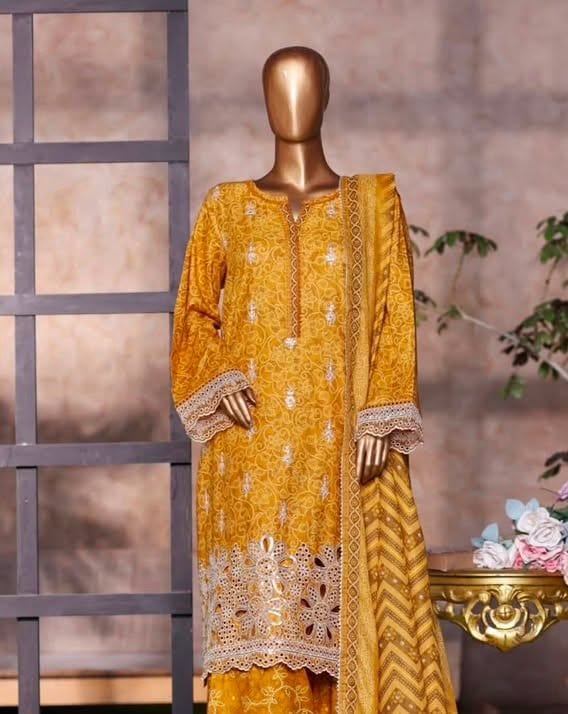 Kesar — Chikankari Lawn with Chiffon Dupatta — 3-piece — by Closet By Tasfin