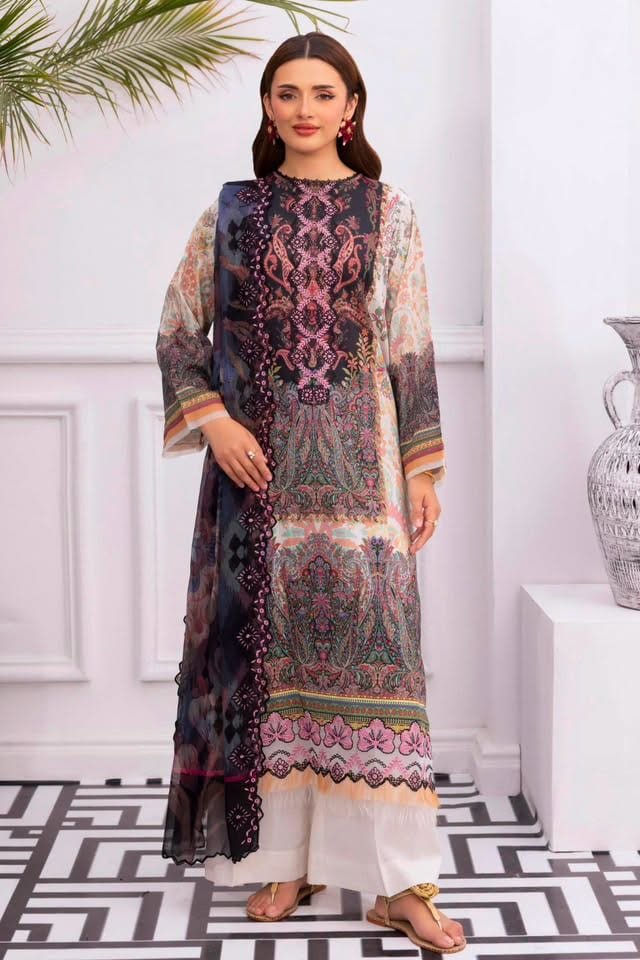 Naqsh — Printed Lawn with Chiffon Dupatta — 3-piece — by Closet By Tasfin